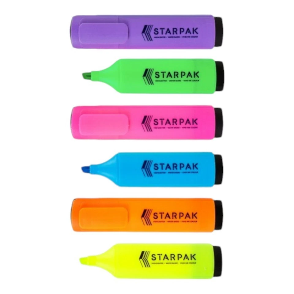 Textmarker Marker Highlighter Leuchtmarker Starpak 6 Farben mit Keilspitze