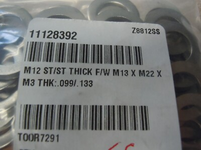 #ad M13ID x M3 x M22 OD M12 Nominal Size Stainless Steel Flat Washer. lot of 10pcs $10.00
