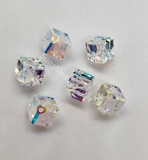 6pc Swarovski Crystal Clear AB Diagonal Cube 5600 Beads; 2 Sizes: 6mm or 8mm