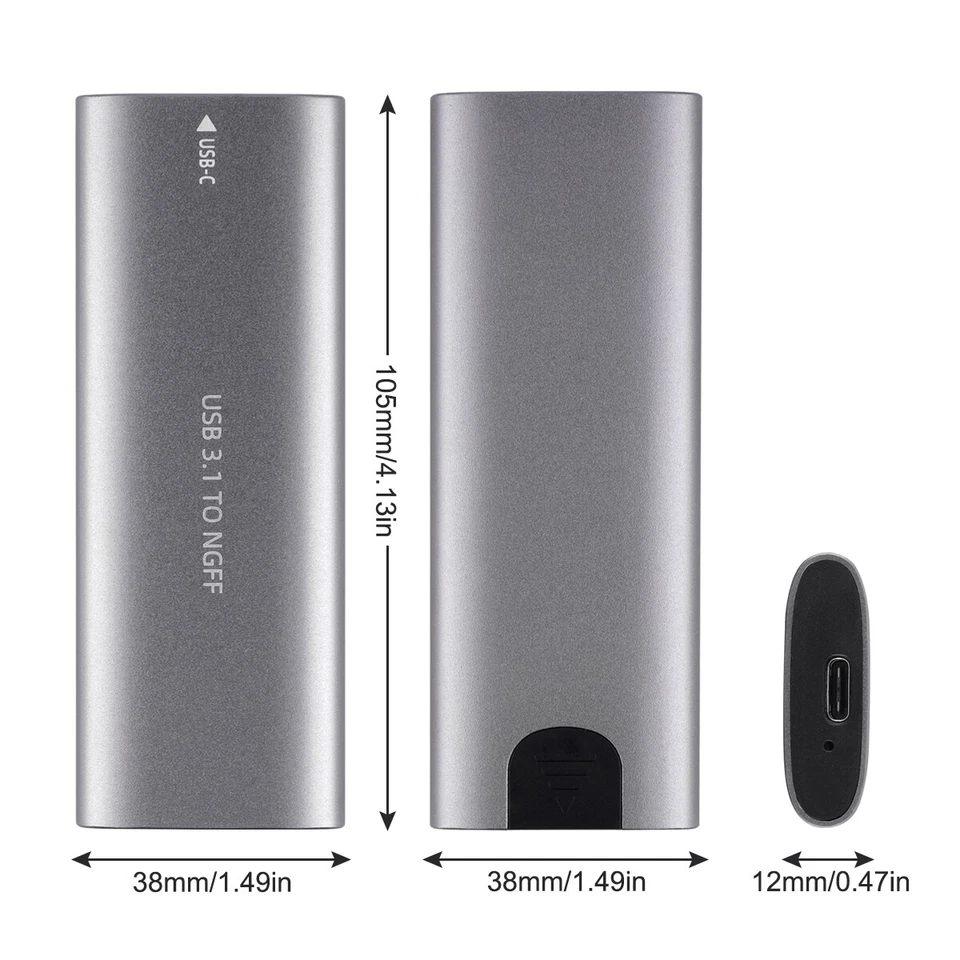 M.2 NGFF SSD Festplattengehäuse USB Type C USB 3.1 Gehäuse Konverter Adapter - Bild 2 von 4