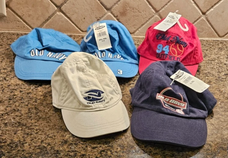 Lot of 5 Old Navy Vintage Baseball Caps Hats Toddler Various Sizes NEW