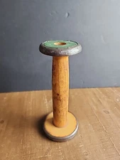 Vintage Antique Industrial Wood Wooden Bobbin Spool 7" Tall