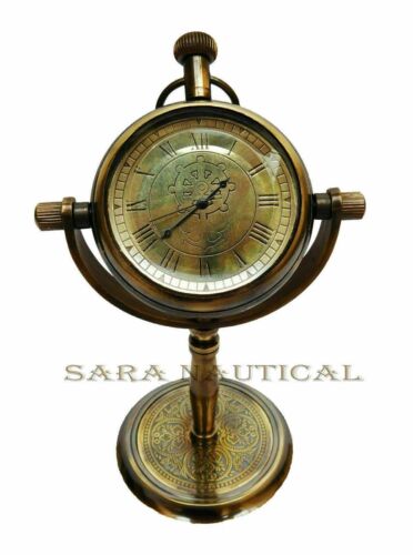 Orologio da scrivania vintage marittimo antico in ottone orologio da tasca nautico - Foto 1 di 4