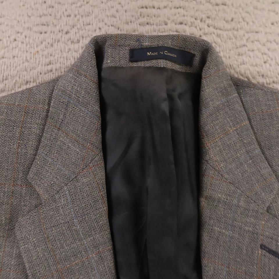 Chaqueta de Colección Hopsack S Gris Sobre Cuadros Seda Lana Lino Blazer Ralph Lauren 38R Foto 2 de 4