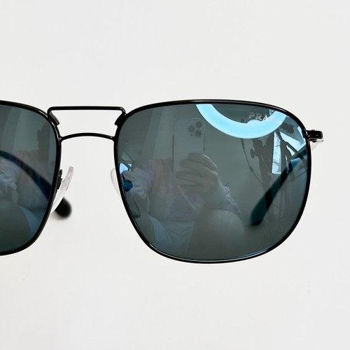 PRADA COLLECTION LEAD PR52TS Black Blue Mirrored Metal Pilot Sunglasses 52T Men - Picture 7 of 12