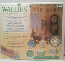 25 Mary Engelbreit Wallies Green Teapot Tea Cup Blue Floral Wallpaper Cutouts