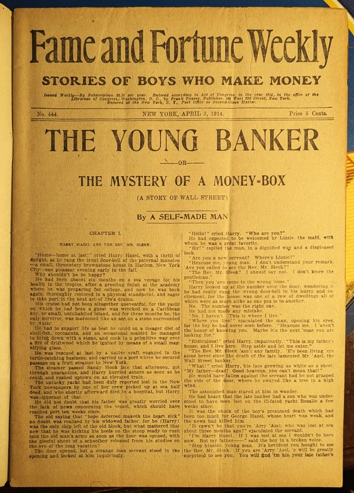 Scarce Fame and Fortune Weekly (April 1914) #444 VG- 3.5 - Image 2 of 4