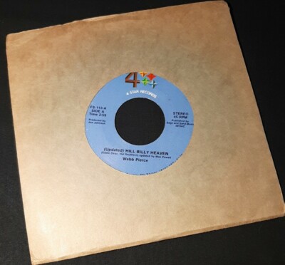 Webb Pierce 45 Hill Billy Heaven (updated) 4 Star Records FS-113 ex