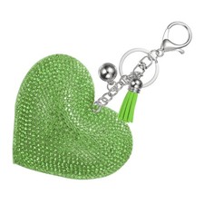 Rhinestone Keychains for Women Cute Bling Heart Purse Charm White-Fruit Green