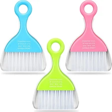 CHENGU 3 Pcs Mini Dustpan Set Brush for Table Whisk Pink, Green Light Blue 