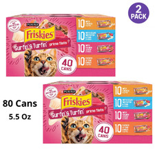Friskies Surfin' Turfin' Prime Filets Adult Cat Wet Food, Pack of 80 5.5 oz.
