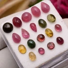 Rainbow Candies~19 Pcs Natural Multi Tourmaline 4mm-7mm Cabochon Loose Gemstones
