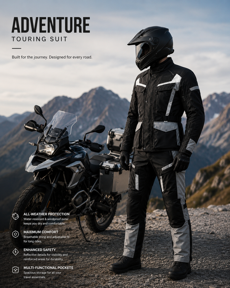 New BMW Men’s Adventure Touring Riding Suit Black Grey Adventure Riding ...