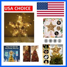 Christmas Tree Topper Star, Vintage Christmas Decor, 10 Inch Shiny Golden Chr...