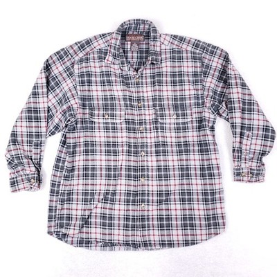 Moose Creek Plaid Flannel Shirt Mens XL Long Sleeve Gray Red Outdoor Rugged