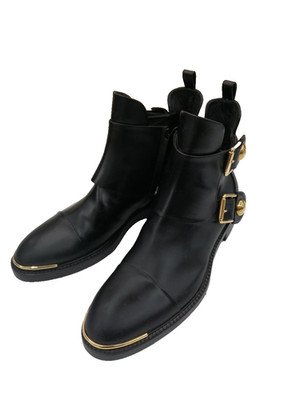 Auth Louis Vuitton Black Leather Valley Flat Ankle Boots Size 38 / US 8 Used KJS