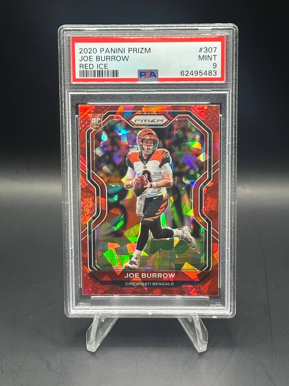 2020 Panini Prizm Joe Burrow RC Red Ice PSA 9 #307 Bengals