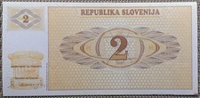 2 Tolarjew Banknote, Geldschein Slowenien 1990, UNC =
