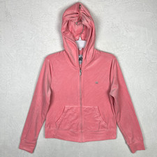 Juicy Couture Velour Full Zip Hoodie Womens Medium Pink Sweatshirt Track Y2K