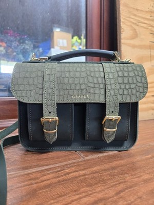 Grafea Micro Leather Purse- Green leather with alligator printed suede backing
