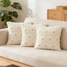 3PCS Spring Summer Pillow Covers 18x18 inch Farmhouse Decor Sunflower Soft