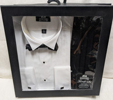 Men's Stafford Tuxedo Set Size 15 1/2 34/35 White/Black - New in Box Unused