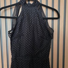 PrettyLittleThing Crochet Lace High Neck Halt...