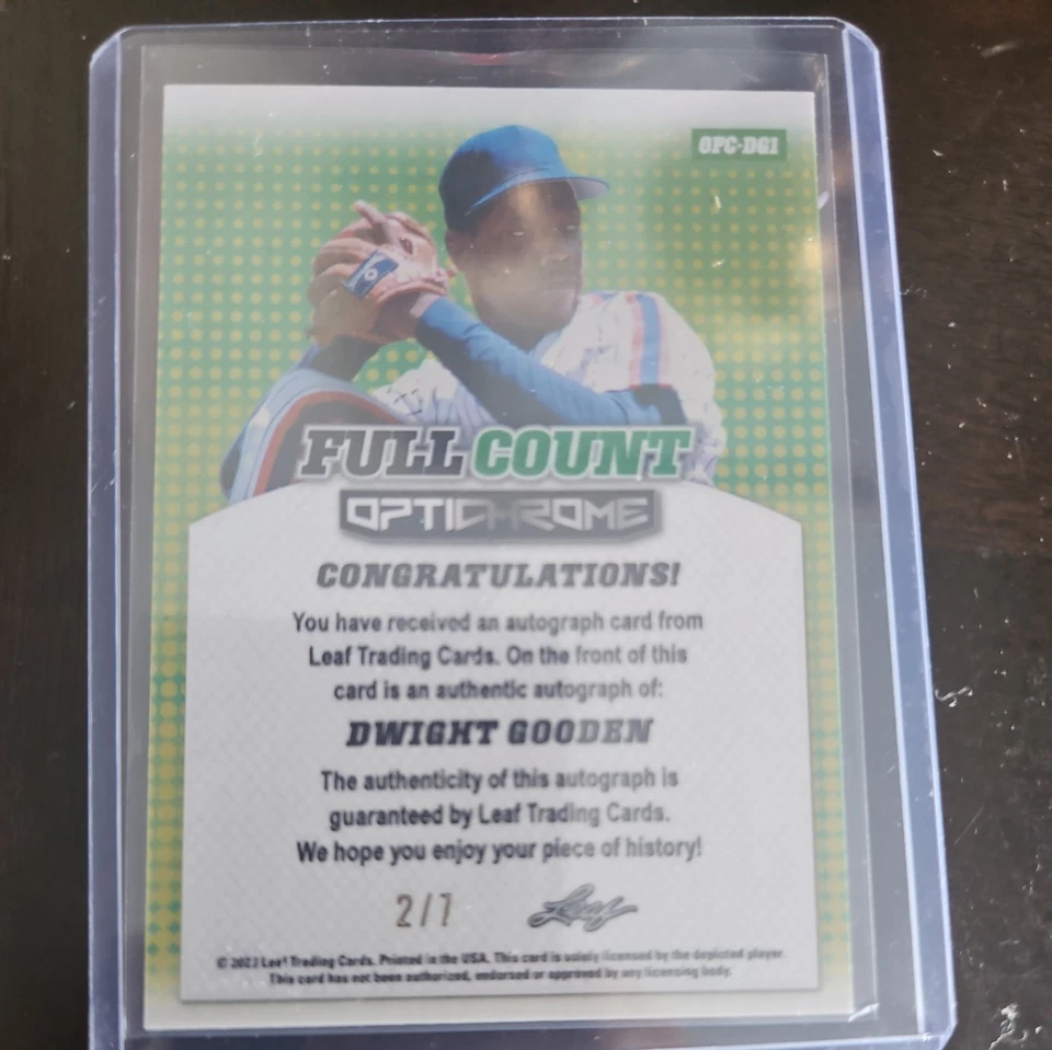 2023 Leaf Eclectic - Optichrome Full Count Dwight Gooden Pink Prismatic /7 auto - Image 2 of 2