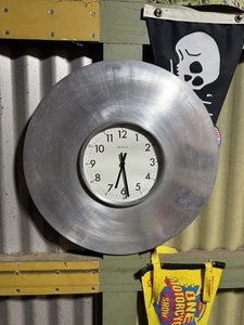 RARE Vintage Brushed Aluminum Ziro Postmodern Industrial Age Wall Clock MCM