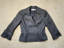 Tahari Grey Double Breasted Peplum Blazer Jacket Business Women s Size 4