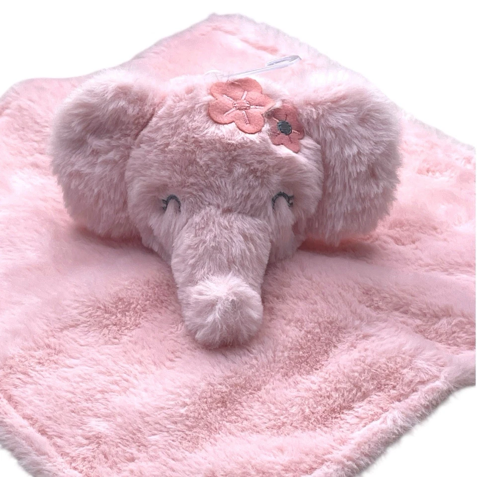Manta de seguridad satinada floral Lovey elefante elección de los padres flor de felpa rosa Foto 2 de 4