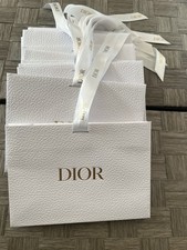 A Set of 10 Pieces Dior Authentic White/ Gift Bags w/Ribbon L 9.5 H 7 x D 3.5"