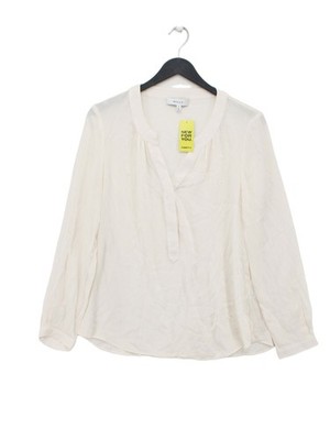 Milly Damen Bluse UK 8 Creme Seide mit Elasthan Langarm V-Ausschnitt Basic