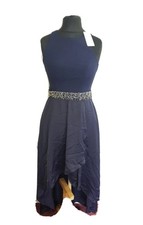 Coast Navy April Embellished Belt Hi Low Occasion Dress Size UK 10 EU 38 REF YB