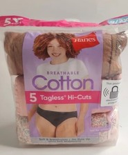 Hanes Women's Cotton Tagless Hi Cut Breathable Panties 5-Pack, Size 9/2XL