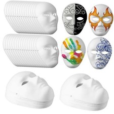 80 Pcs DIY Full Face Paper Mache Masks Paintable Masquerade Blank Craft Male