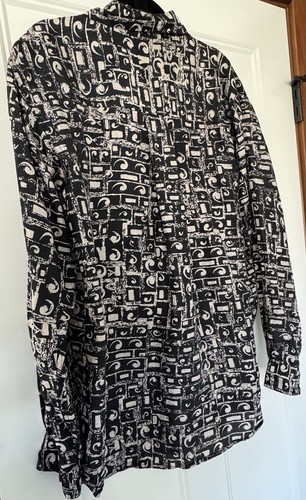 Camicia elegante Porcini uomo vintage 100% seta stampa MED manica lunga con bottoni usata in ottime condizioni - Foto 2 di 7