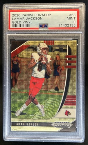 2020 Panini Prizm Draft Picks Lamar Jackson Prizm Gold Vinyl #/5 PSA 9