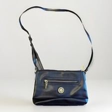 Anne Klein Crossbody Leather Bag Black Pebbled