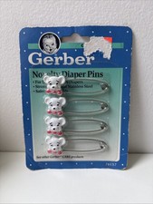 Gerber NEW 1991 SET OF 4 Vintage Baby Gerber Novelty Diaper Pins White Bear