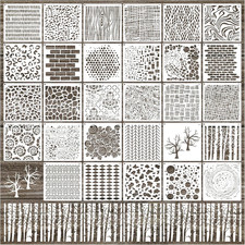 30Pcs Texture Stencils for Crafts Reusable Mixed Media Geometric Brick Cubist Le