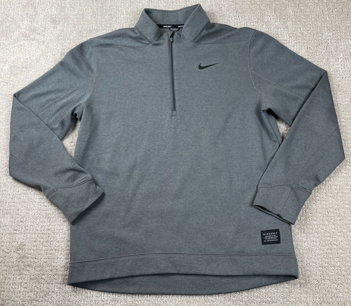 Nike Golf Sweater Mens M Gray Therma-Fit Repel 1/2 Zip Fleece Pullover Mock Neck