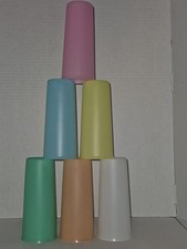 Set of 6 Vintage Plastic Tupperware Tumblers / Cups Pastel 16 oz GK84