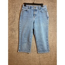 Lauren Jeans Co Ralph Lauren Women's Light Wash Cropped Denim Jeans Size 6