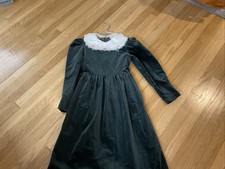 Vintage Rare Editions Holiday Girls Green Cotton Velvet Dress Size 14 USA