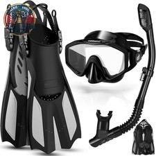 Snorkel Set, Adults Snorkeling Packages with Dry Top Diving Mask, Adjustable Swi
