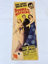 1937 Double Or Nothing Original 14x36 Movie Poster Bing Crosby Martha Raye