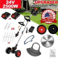 Cordless Weed Eater Electric Brush Cutter Lawn Edger Grass String Trimmer 2500W