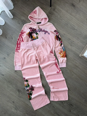 VTG Ed Hardy Christian Audigier Pink Velour Tracksuit | eBay