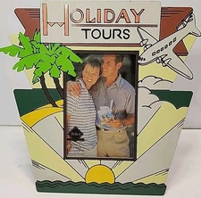 Art Deco Painted  Picture Photo Frame Holiday Tours  3"×5" Travel Vacation Decor